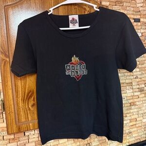 Vintage  Y2K House of Blues blinged rhinestone cotton  T- shirt sz L USA
